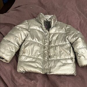 Zara Kids Shiny Silver Puffer Jacket - size 5/6